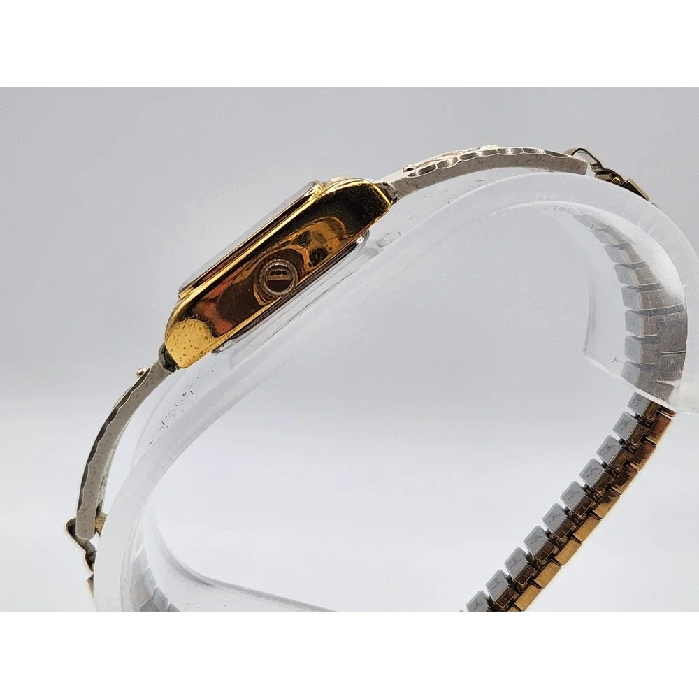 Black Hills Gold Wristwatch Tri-Colored Diamond Quartz Stretch White Leaf Band
